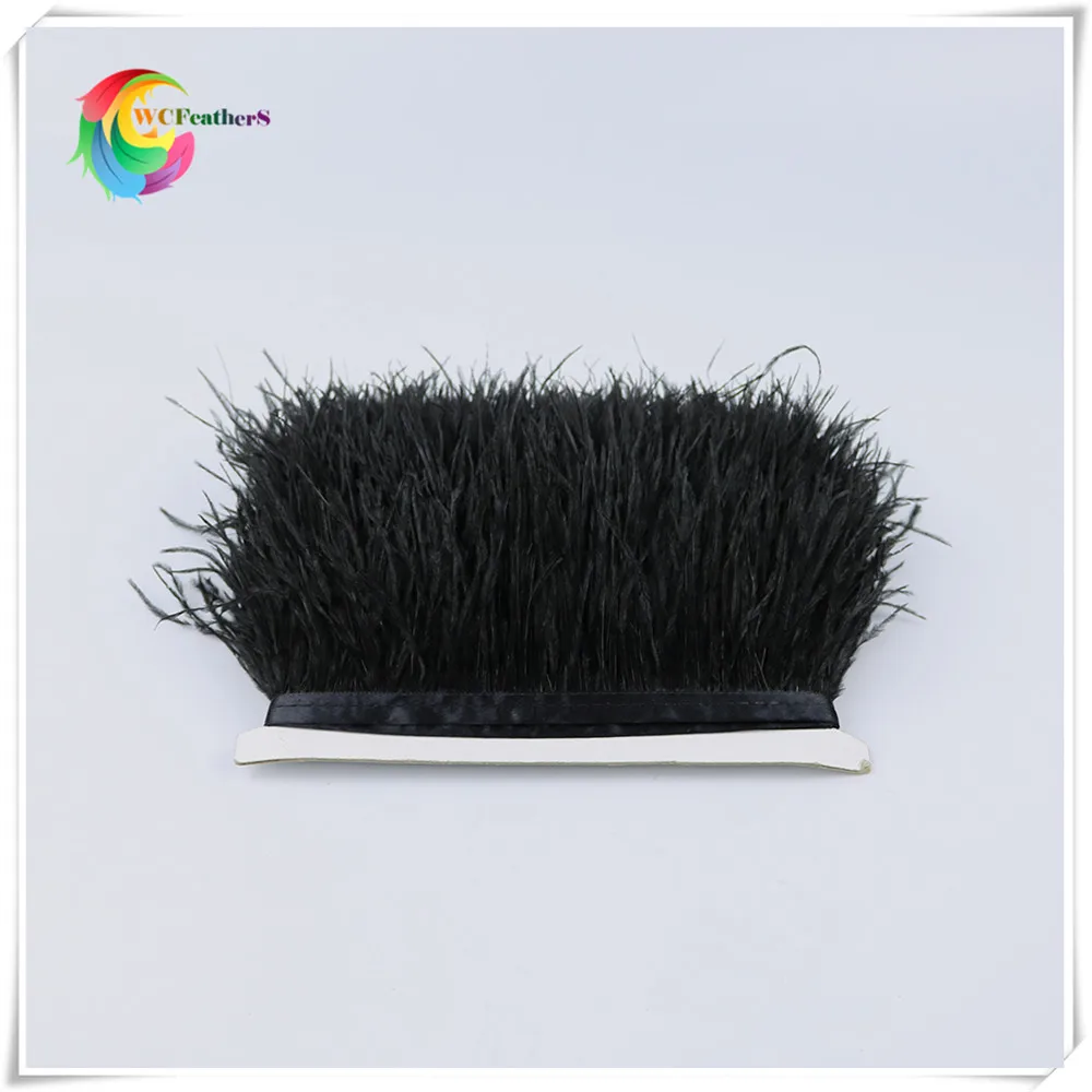 Wholesale 2 meters 8-10CM Ostrich feather Trims for skirt/dress/costume Sewing Ribbon Decorative feathers Lace - Цвет: O14 Black