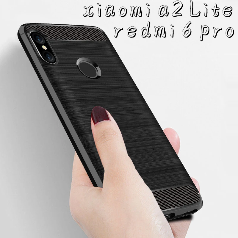cheap Xiaomi Mi A2 Lite Case Xiaomi Redmi 6 Pro Shell Silicone Soft TPU Brushed Carbon Fiber Texture Case for Redmi 6 Pro Phone Fundas