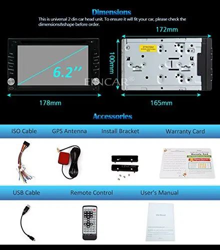 Perfect EinCar Android 5.1.1 Lollipop Car DVD Player in Dash 6.2 Inch Touch Screen with Navigation Car Stereo Bluetooth Double Din Head 2