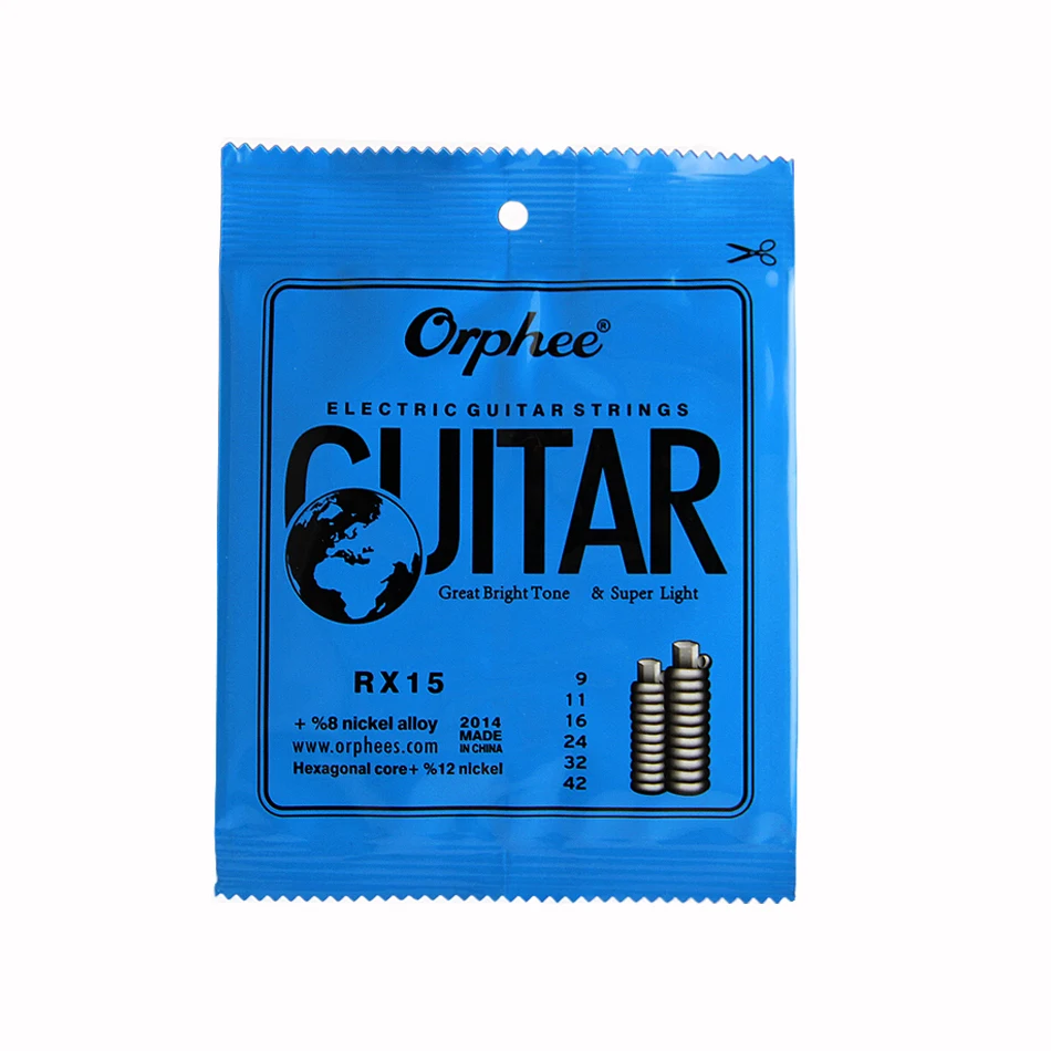 Orphee RX15 6 шт. набор струн для электрогитары 009-042 нить из никелевого сплава супер светильник натяжение Отличный яркий тон