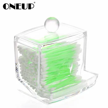 

ONEUP Cosmetic Storage Clear Acrylic Cotton Swabs Organizer Box Holder Makeup Storage Box Portable Cotton Pads Container Storage