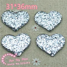 Смола Блестящий Bling Серебряное сердце кабошон Flatback Скрапбукинг 50 шт./лот 31*36 мм bm586-7