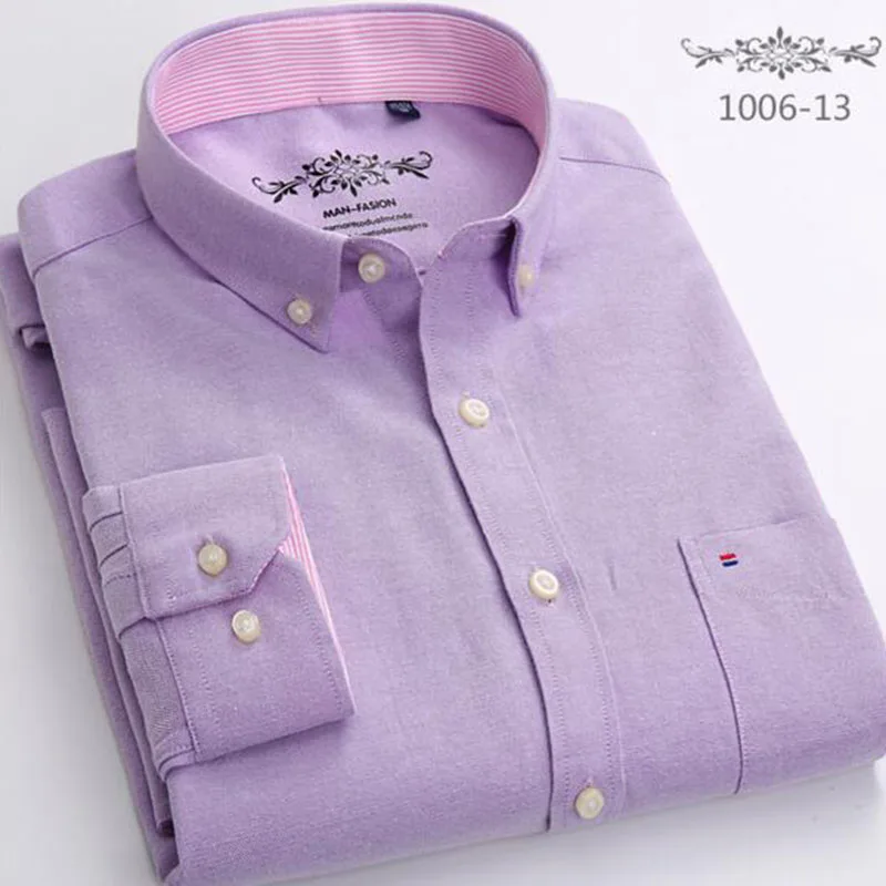 Рубашки Camisa с длинным рукавом, мужские рубашки с отложным воротником, однотонные рубашки из Оксфордского хлопка высокого качества