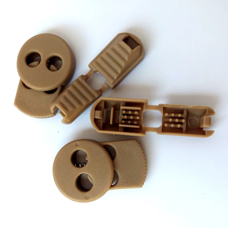 JUP 1-50 Sets Khaki Flat Buckle Elastic Shoes Buckles Hole Plastic Stopper Toggle Clip Apparel Shoelaces Sportswear Accessories