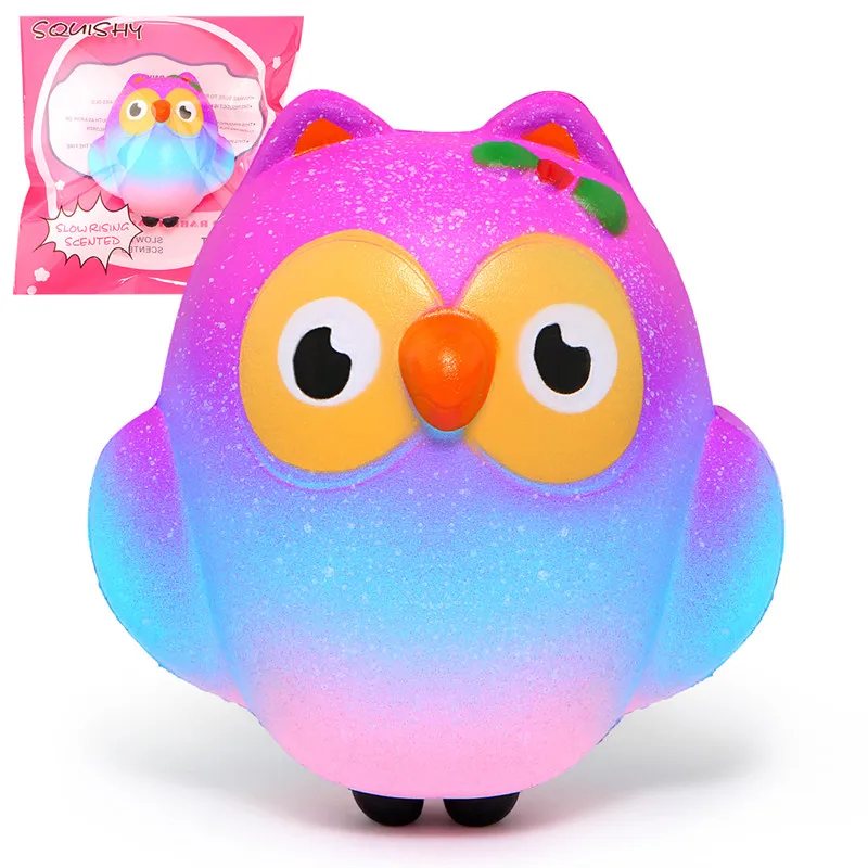 

Jumbo Galaxy Squishy Cute Owl Slow Rising Cream Scented Squeeze Toys Original Packaging Cartoon Phone Strap Gift For Kids&Adult