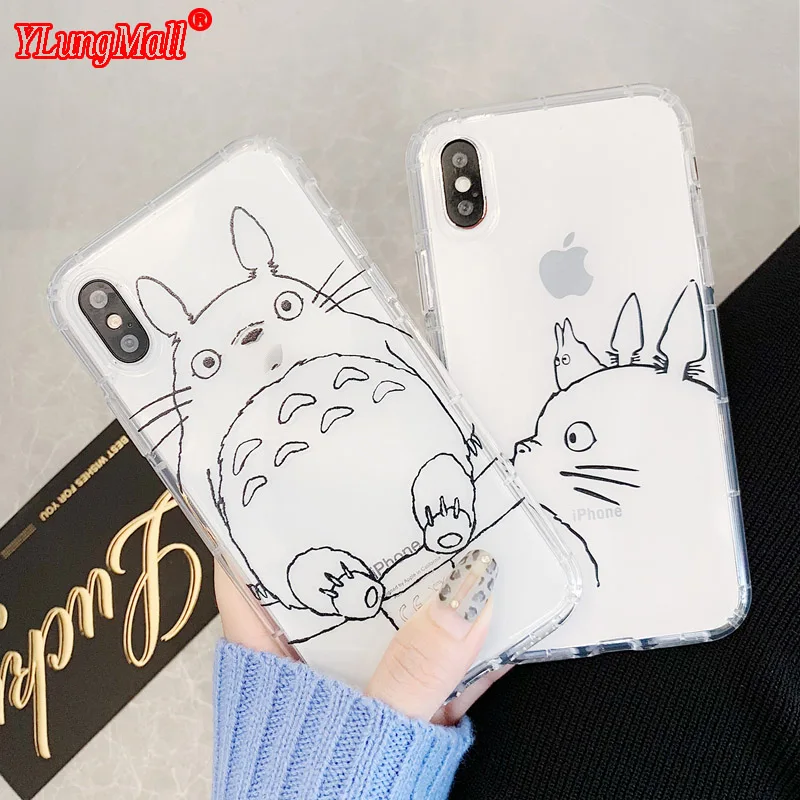 

Japan Anime Cartoon Cat Totoro Pattern Soft Clear Case for iPhone Xs Max Coque for iPhone Xr X 6 8 6s 7 Plus Cover