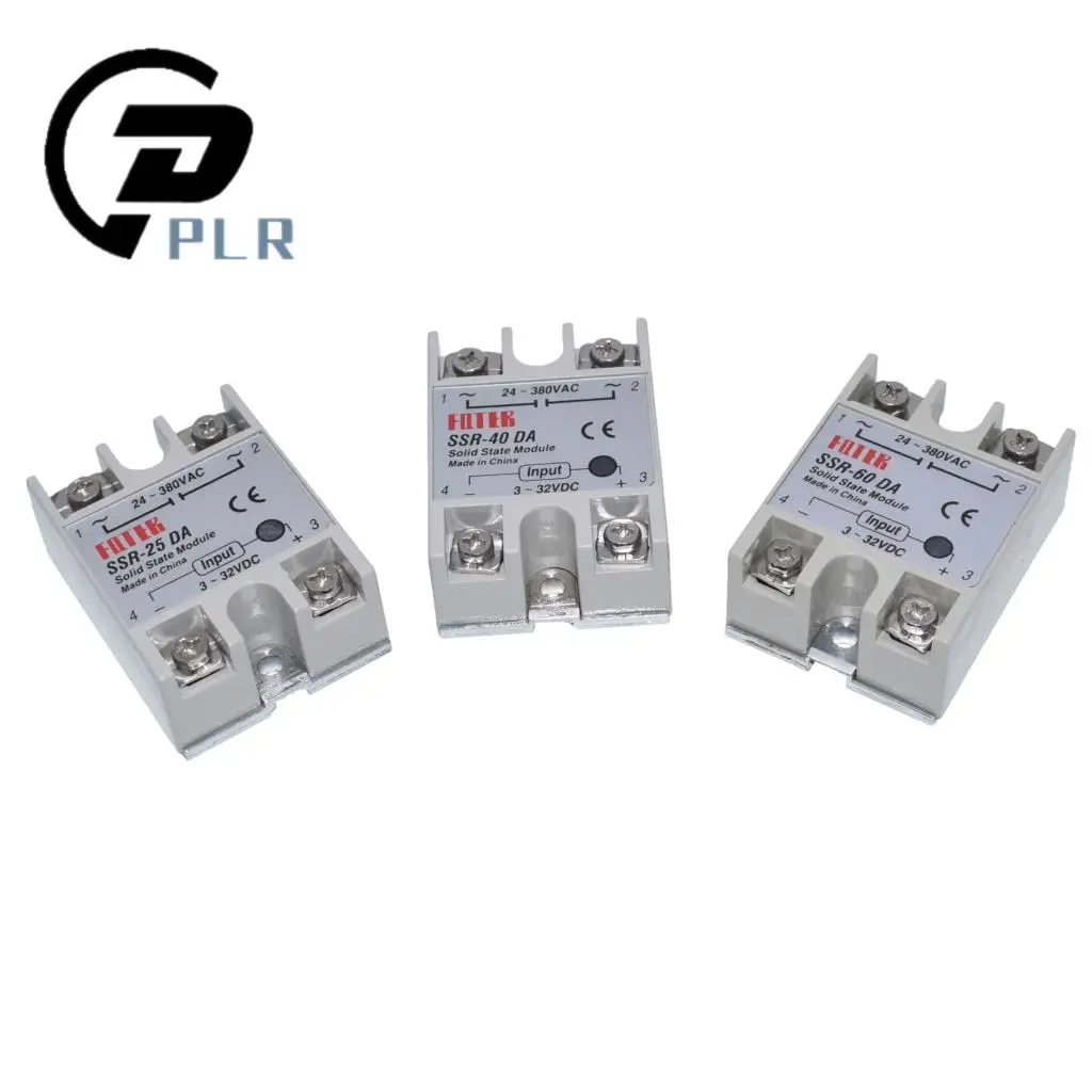 

SSR-40DA 25DA 60DA DC to AC Solid State Relay Module Temperature Controller 24V-380V 40A 250V/25A 250V/ 60A 250V