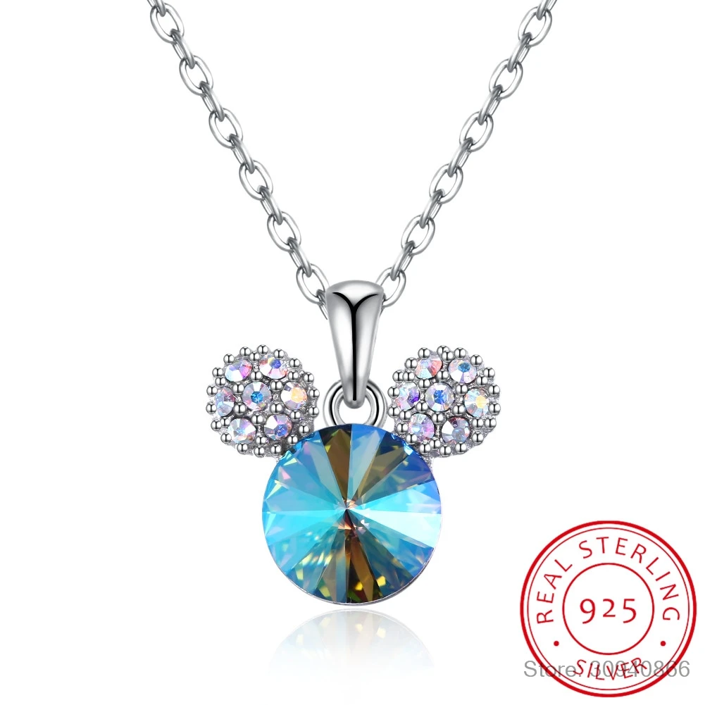 LEKANI Crystal 925 Sterling Silver Necklace Lovely Mouse Pendant Girl Valentine Gift Fine Jewelry | Украшения и аксессуары