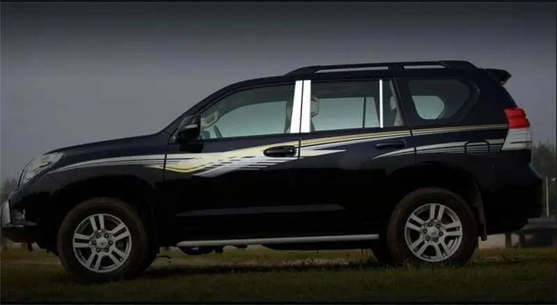 

For Toyota Prado FJ150 2010 2011 2012 2013 2014 2015 2016 Stainless Steel Car Door Window Frame Center Pillars B+C Cover Trims