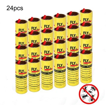 

24 Rolls Sticky Fly Paper Eliminate Flies Insect Glue Paper Catcher Trap Mosquitos Catcher Roll Tape home garden device