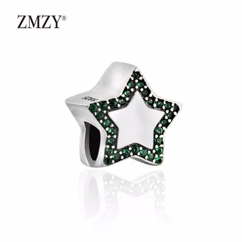 

ZMZY Original 925 Sterling Silver Charms Star Lake Green CZ Angel Beads Fits Snake chain Charm Bracelet DIY Making Women Jewelry