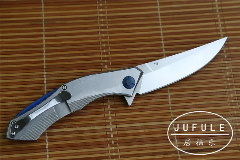 Стальная ручка с лезвием JUFULE poluletkiy Blue Moon D2 складной шарикоподшипник Флиппер