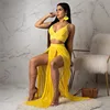 2022 Sexy Summer Two Piece Set Dress Women Chiffon Maxi Dress Ladies Sleeveless Beach Sundress Formal Evening Party Long Dresses ► Photo 3/6