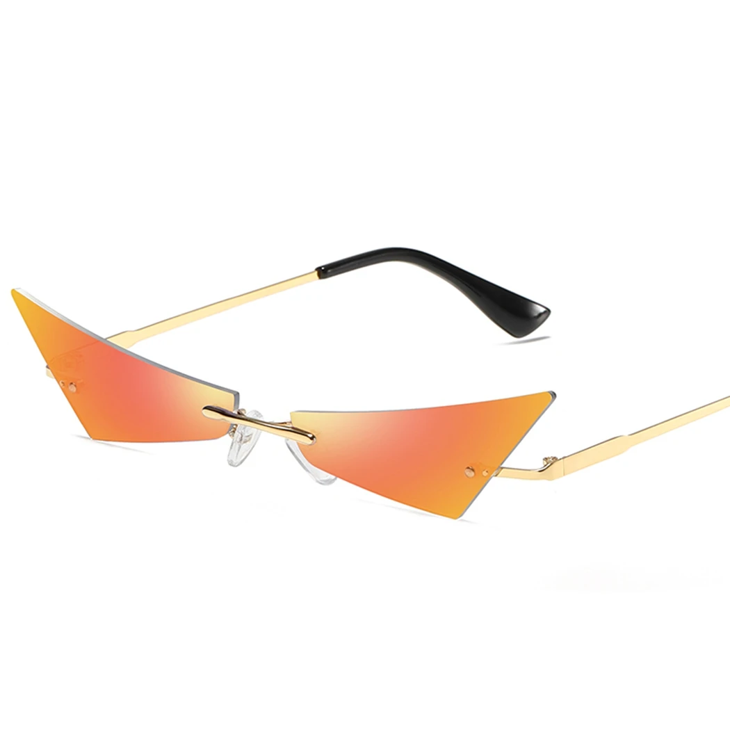 Women Rimless Cat Eye Sunglasses Ladies Hip Hop Shades Vintage Narrow Triangle Cateyes Sunglass UV400 Cateye Sunglass Eyewear