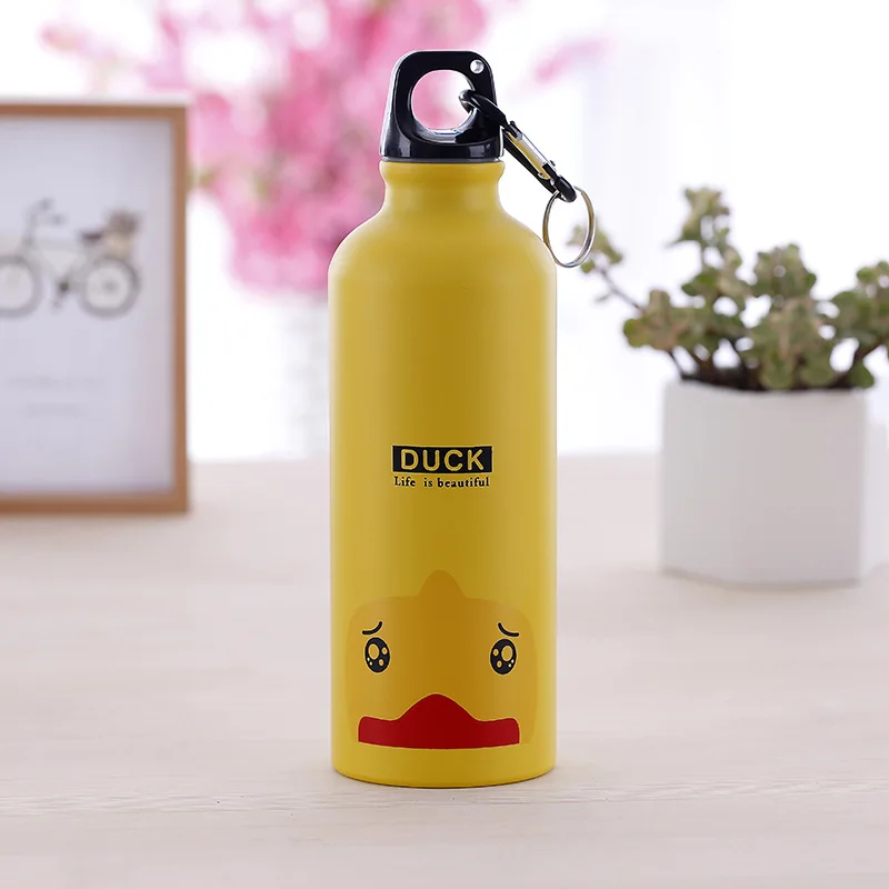 Современный дизайн 500 мл милые животные на открытом воздухе Портативный Спорт Велоспорт Кемпинг велосипед алюминиевый сплав школьная детская бутылка для воды - Цвет: Duckling