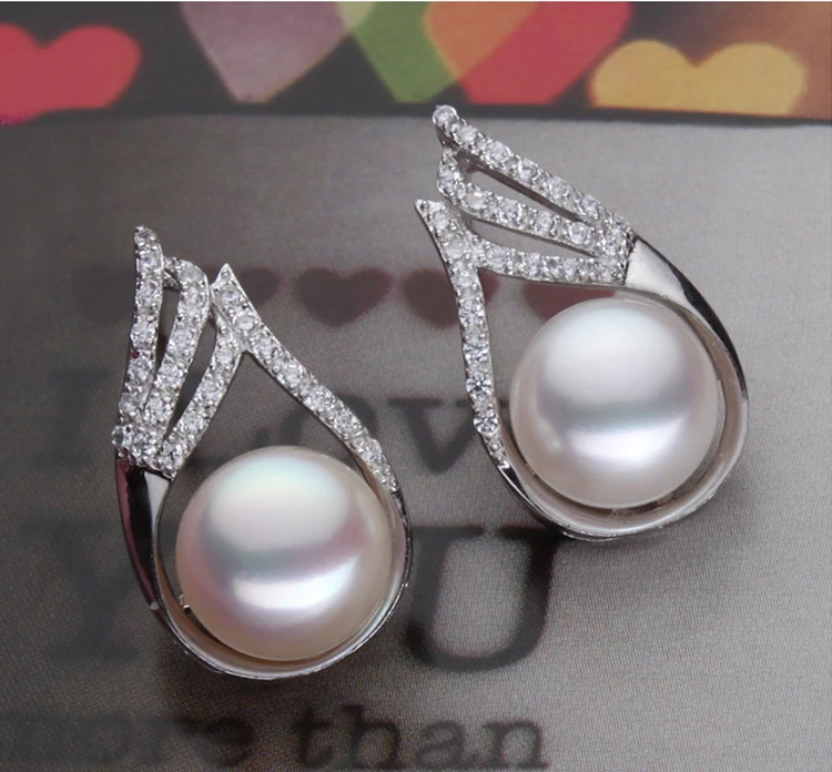 Модные жемчужные серьги для Для женщин перо естественный пресноводный 925 Sterlin Silver Pearl В стиле принцессы свадебные жемчужные серьги