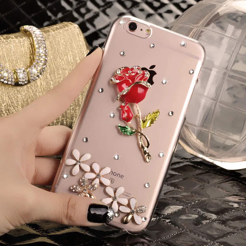 

Luxury fashion Rose rhinestone shiny diamond transparent case For OPPO F9 F7 F5 F1S Realme 2/Realme C1 Realme 2 Pro A3s