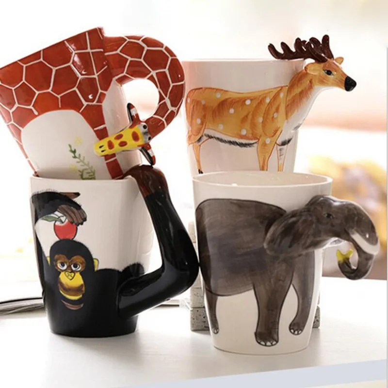 

Whitelf 3D Pure Hand-painted Cute Animal Ceramic Coffee Mug Coffee Cup Giraffe