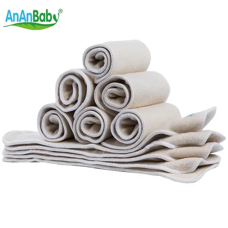 

Ananbaby Infant Cloth Diapers Hemp & Organic Cotton Inserts 4 Layers Reusable nappies Liner Baby Cloth Diaper Nappy 5pcs HA028K