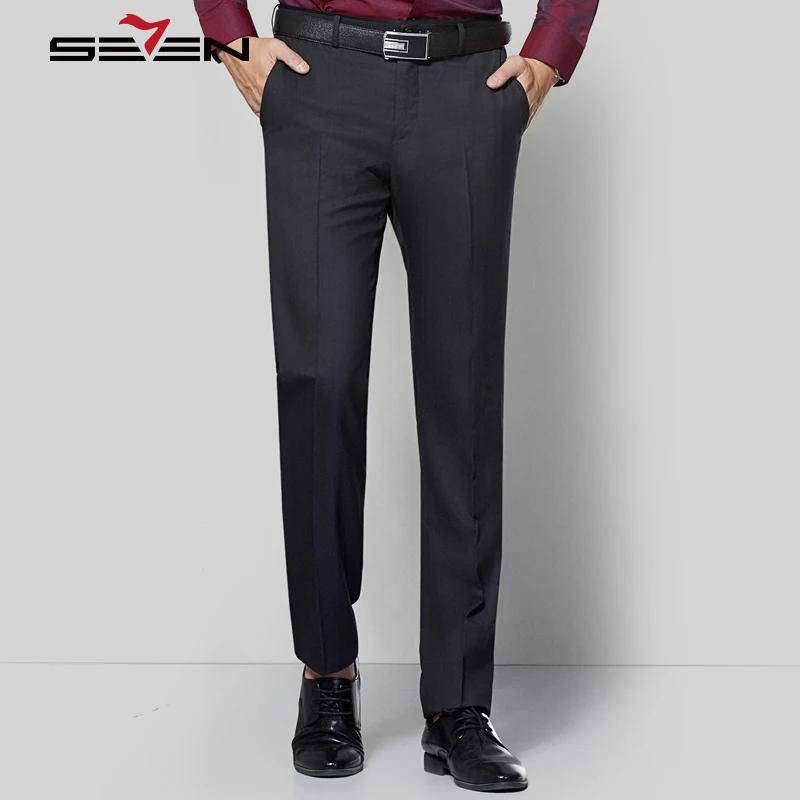 Seven7 Hombres De La Marca Formales Pantalones Larga Solida