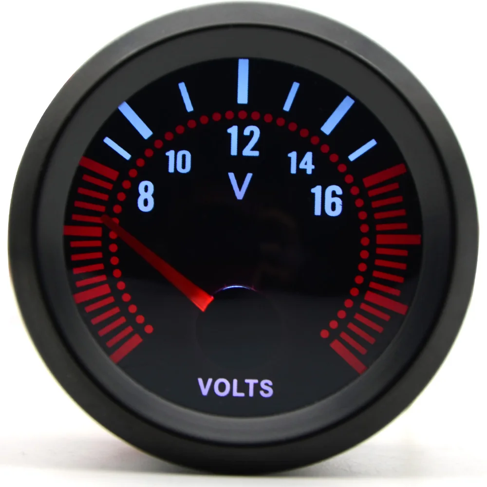 2/" 52mm Universal Car LED Smoke Lens 8-16V Voltmeter Volt Voltage Gauge Meter