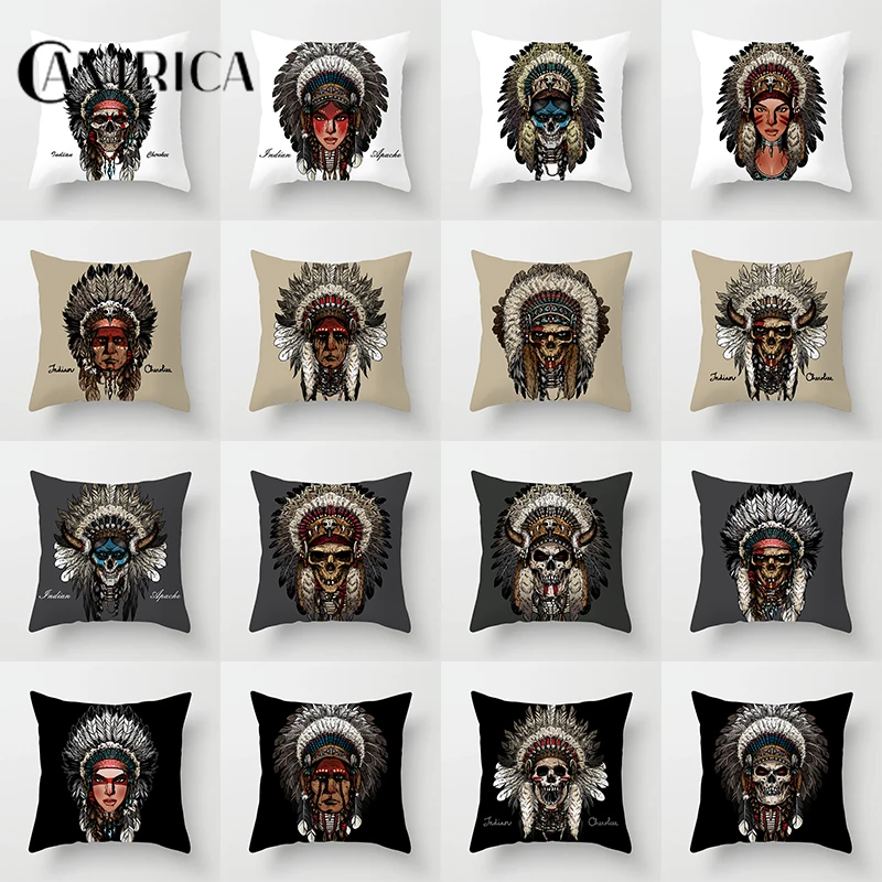 

CANIRICA Pillow Cover 45*45 Decorative Pillows Black Cushion Cover Living Room Indian Home Decor Kussenhoes Sofa Decoration
