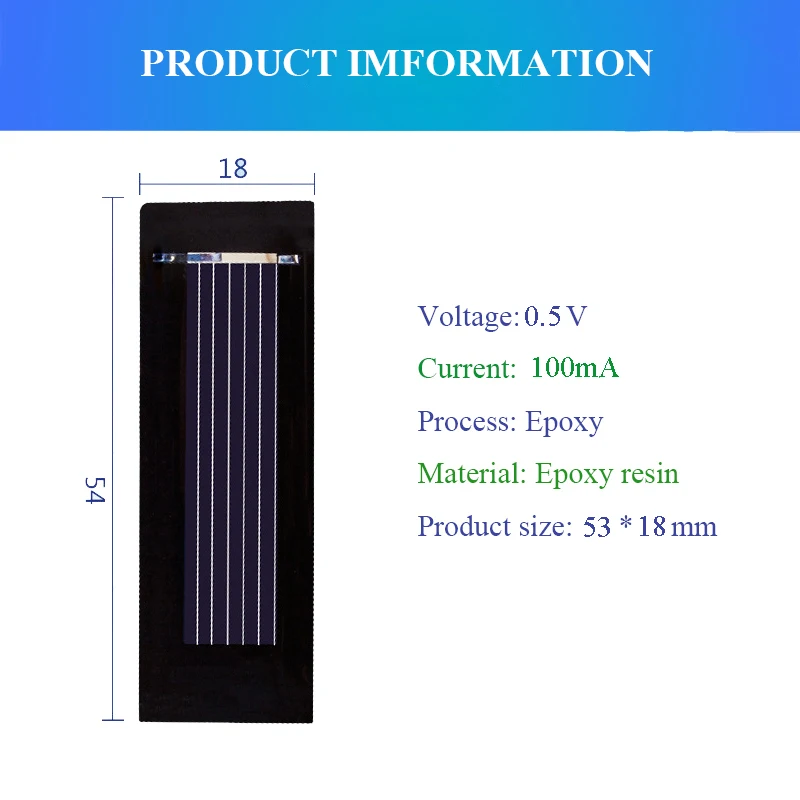 TONLEN 20 шт. 0,5 В Панели солнечные солнечных батарей DIY Батарея Зарядное устройство 100mA 53*18 мм фотоэлементов Мощность банк Kit Солнцезащитный модуль для солнечных батарей