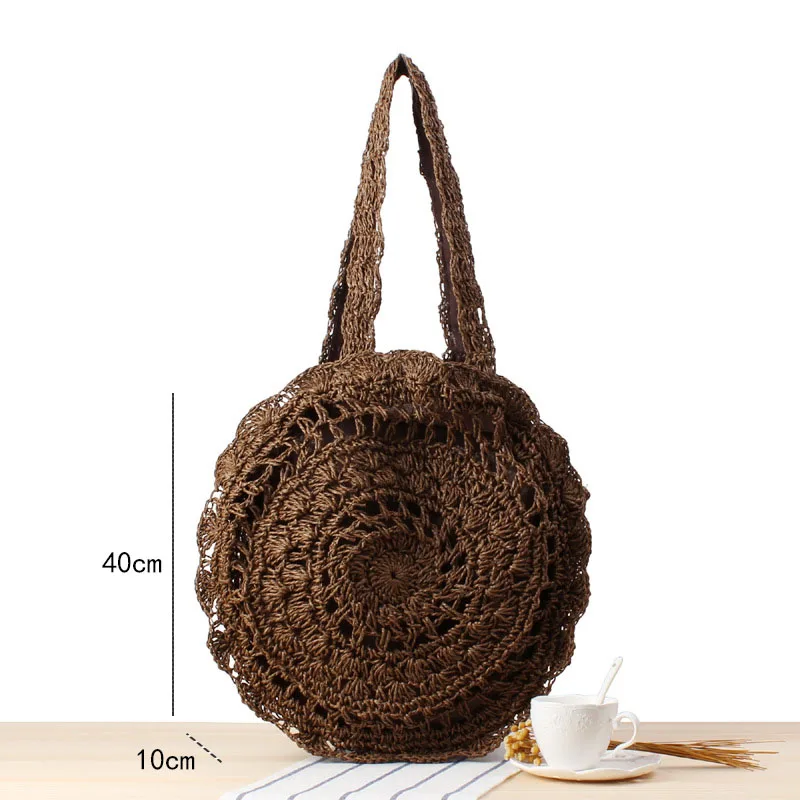 2022 Women Straw Bags Round Woven Handmade Ladies Design Summer Beach Circle Bohemia Rattan Cross Body Shoulder Bag New Fashion 