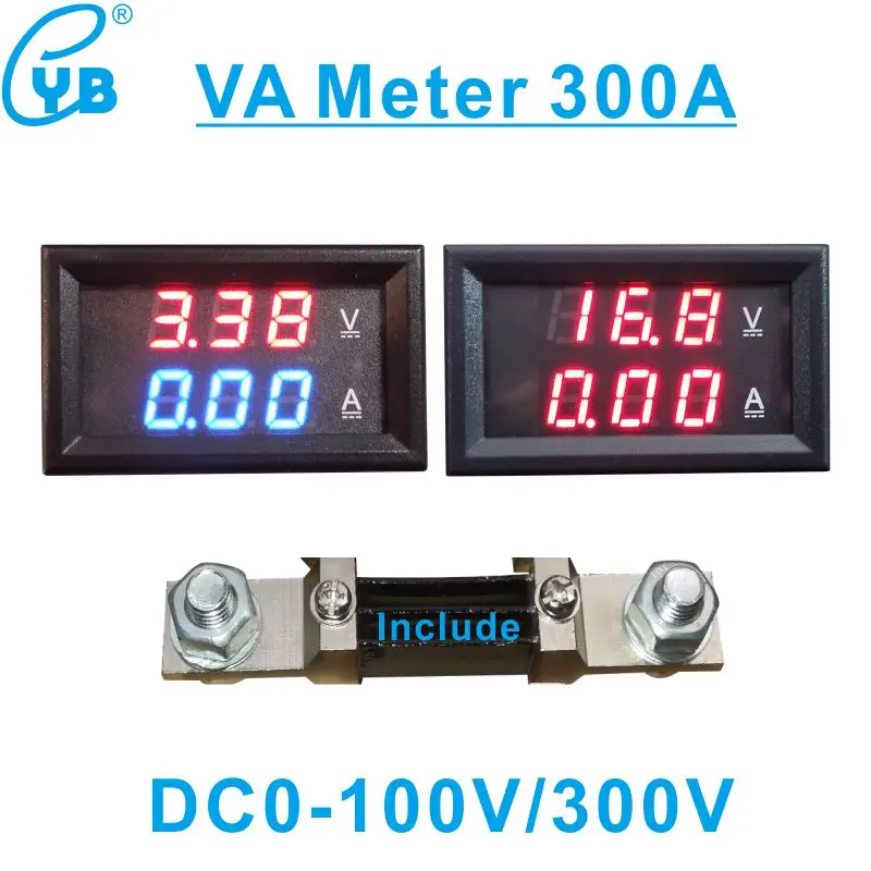 

300A 75mV Shunt for Current Meter LED Display DC Digital Voltage Current Tester Voltage Ammeter DC0-100V 0-300V Multimeter