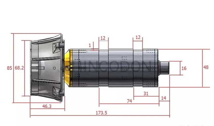 

RCD-MI50 Thrust 5KG Underwater 300M 24V Oil Sealed Thruster Propulsor Used Brush DC Motor for ROV AUV Submarine Robot RC Boat