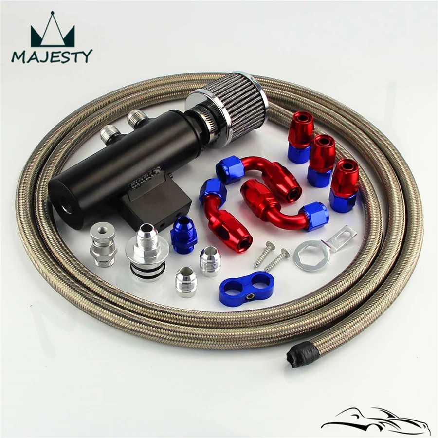 For H*onda A*cura VTEC Oil Catch Can Reservoir Breather Filter Hose Fittings Kit