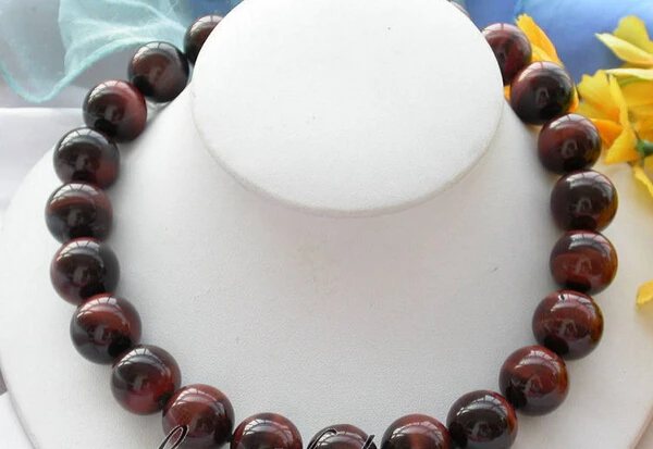 

Jewelr 005630 great luster 17" 18mm round red tiger's-eye bead necklace