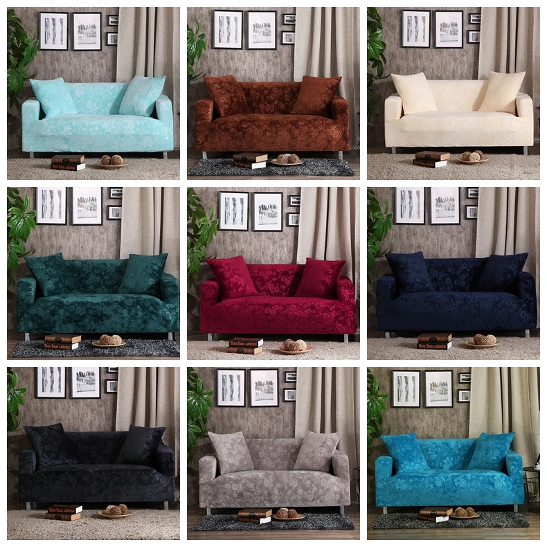 Black embossing stretch sofa cover for living room,100 polyester couch