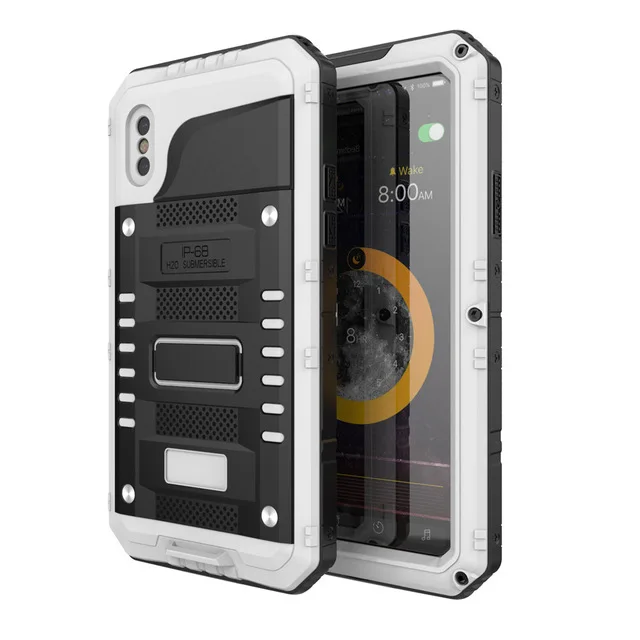 R-JUST роскошный сверхмощный Гибридный Металлический Броня противоударный алюминиевый чехол для iPhone 6 6S 7 8 Plus 5S SE IP68 водонепроницаемый чехол - Цвет: Белый