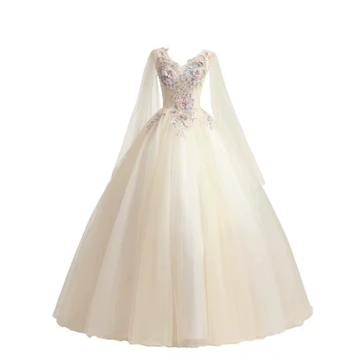 

Freeship light champagne princess cosplay wonderland medieval dress Renaissance gown queen Victoria Belle Ball