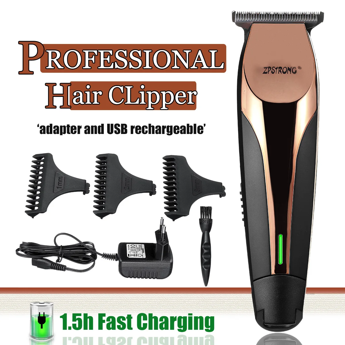 

LILI Hair Trimmer Cordless Rechargeable Electric Shaver Fast Charge Hair Clipper Mens 0.1mm Hair Cutting Machine Barber 100-240V