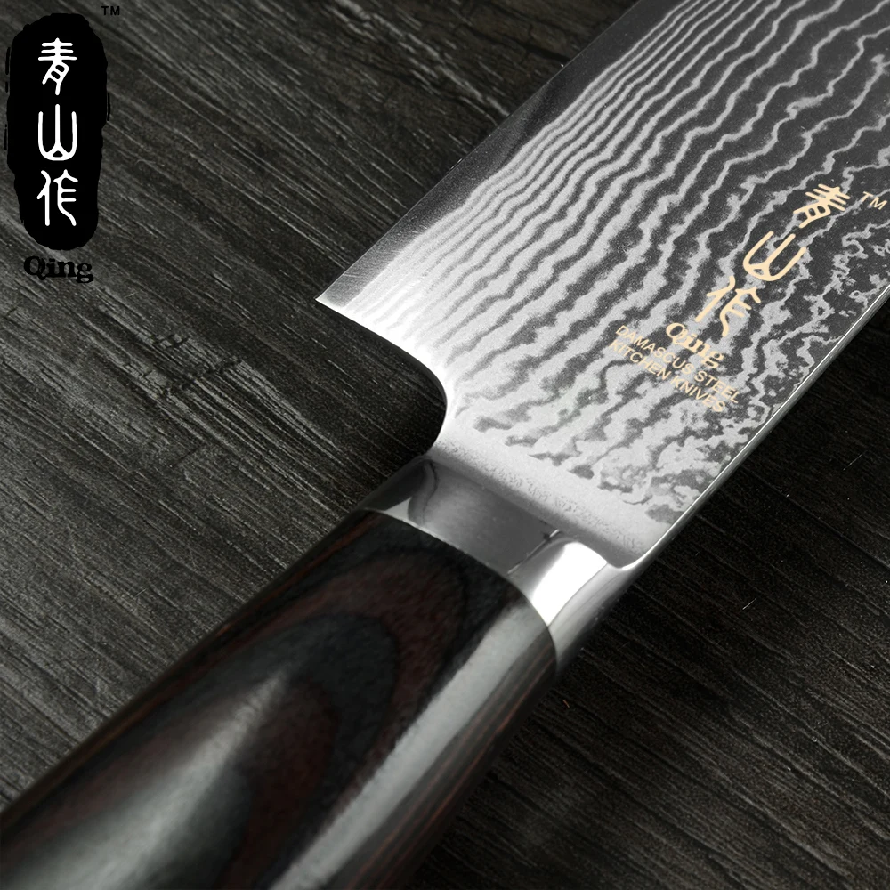 QING бренд VG10 дамасский кухонный нож японский дамасский стальной кухонные ножи нарезки разделки сантоку ножи для чистки овощей и фруктов