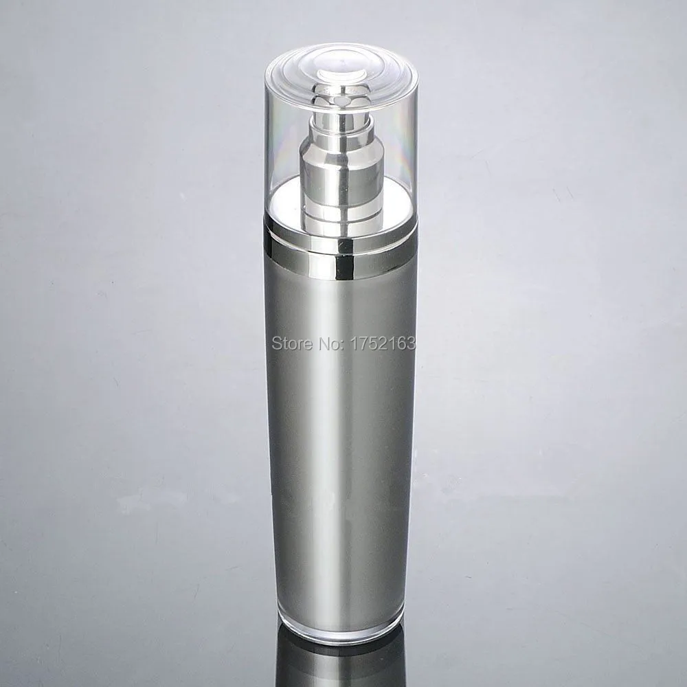 100ml airless pump bottle,Acrylic Press pump lotion Bottle silver