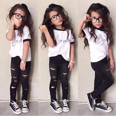 2 Pcs Baby font b Kid b font Unisex Boy Girl Suits Cute Outfits White T