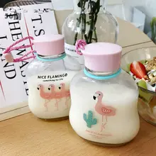 2017 neue Mode Förmigen Harness Flamingo Cartoon Glas Tragbare flache und transparenten Männlichen Damen Tragbaren Undichte Flasche CZL8039
