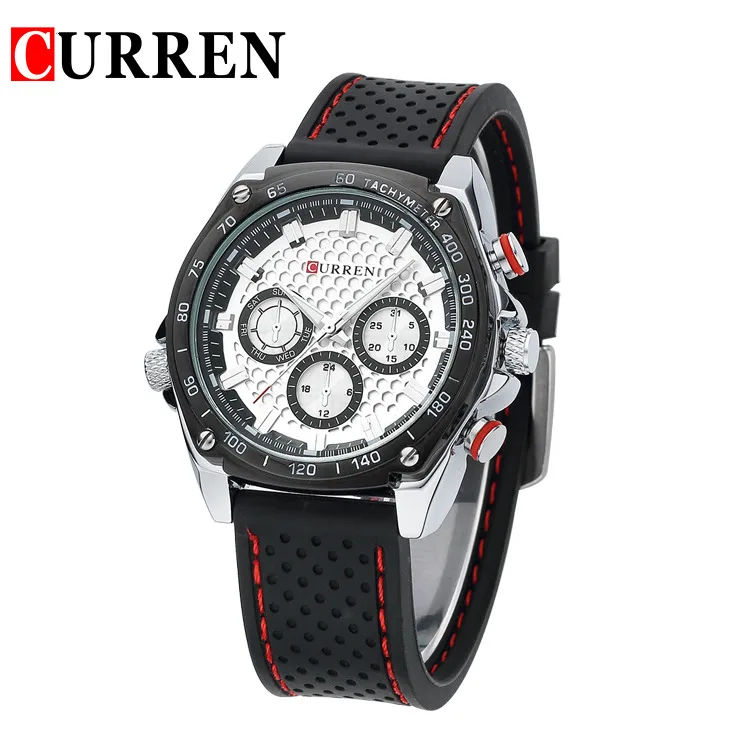En Ligne CURREN nouveau mode casual quartz montre hommes grand cadran étanche chronographe montre bracelet livraison gratuite 8146