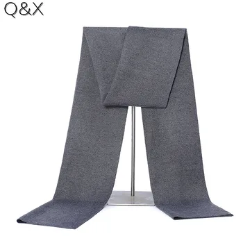 

SC109 2017 Warm Winter Designer Fashion Solid Red Men Thick Shawl Long Black Grey Male Ring Knitted Business Scarf