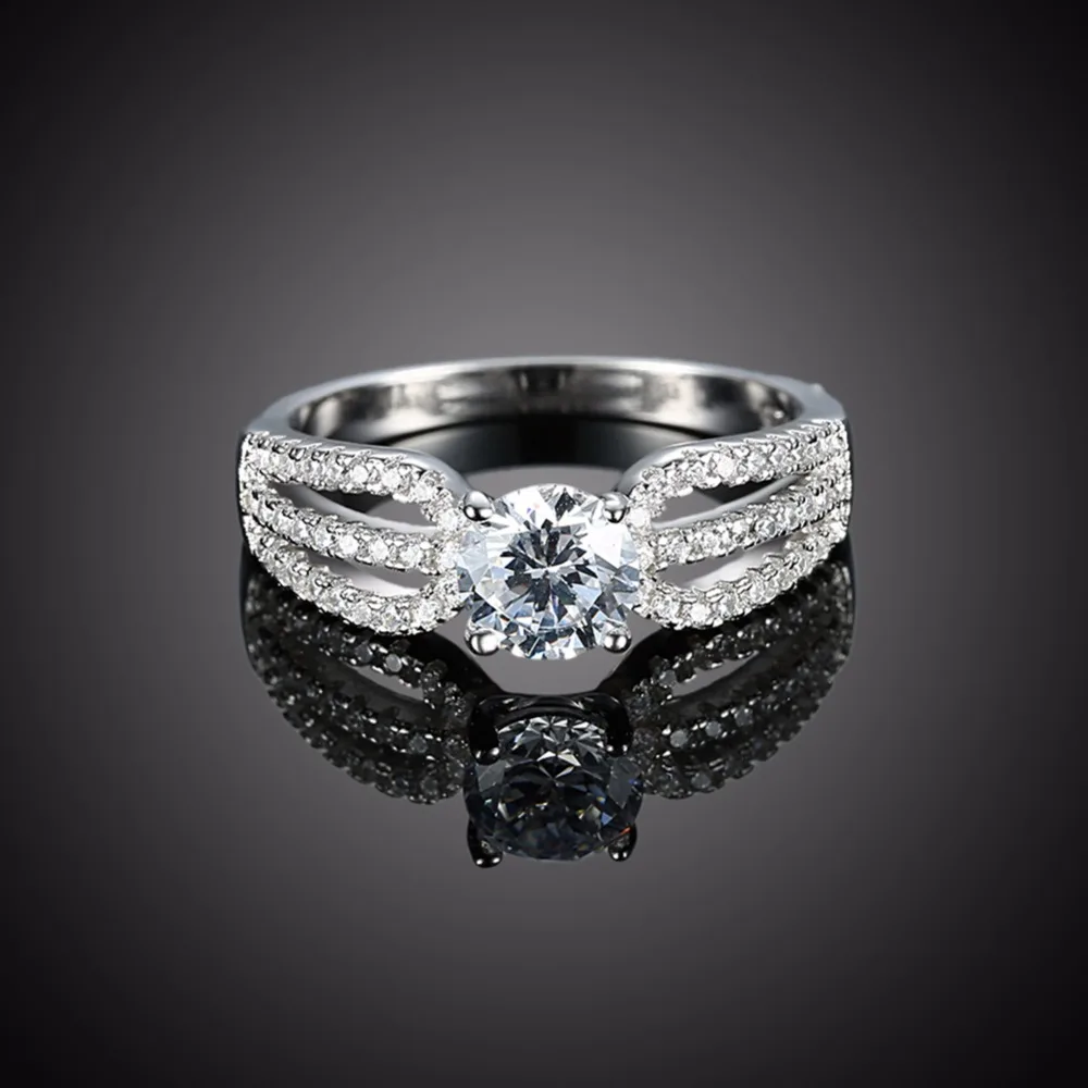 Solid 925 Sterling Silver Wedding Ring Luxurious Design Female Fashion Jewelry Cubic Zirconia Rings For Women(JewelOra RI102645)