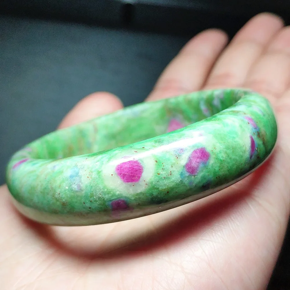 

2019 Newly Natural Ruby Zoisite Red Green Woman Bangle Inner Diamater 56mm Gemstone Healing Best Bangle Drop Shipping AAAAA