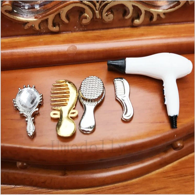 

5pcs/set 1:12 Scale Miniature Dollhouse Mini Comb Hairdryer Dressing Tools Suit for OB11 Furniture Toy Accessories