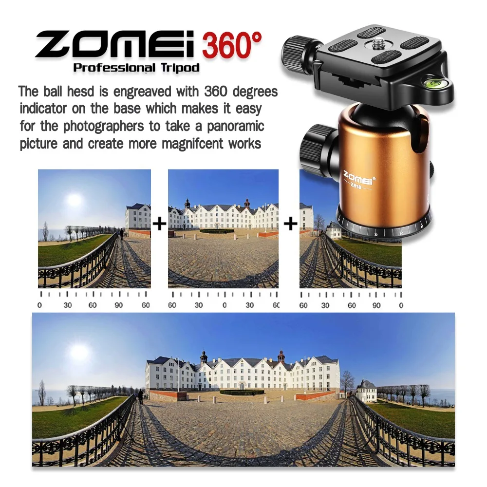 ZOMEI Z818 штатив для камеры, монопод, легкий дорожный штатив с шаровой головкой 360 градусов и сумкой для переноски DSLR Stand