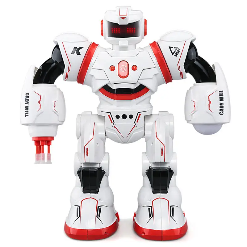 JJRC RC робот кади будет интеллектуальная программа сенсорный датчик жестов Авто дисплей Запуск ракета боевой Поющий танец Рождественский подарок игрушки - Цвет: Red