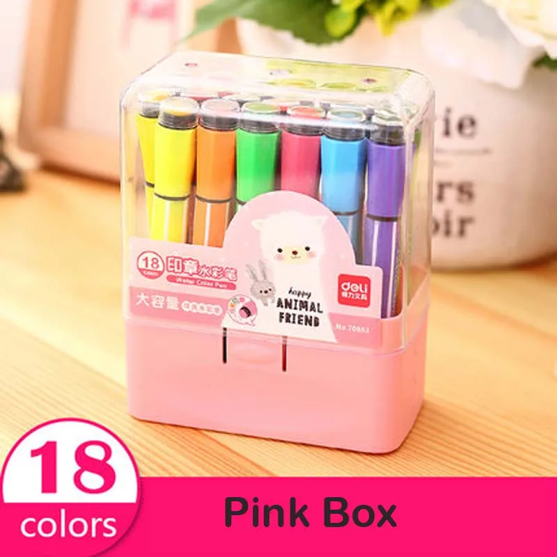 18 шт./лот двойной прибор для стемпинга ручка новинка маркер штамп аксессуары для офиса детская игрушка для разрисовывания ручка-печатка - Цвет: 18 Colors Pink Box