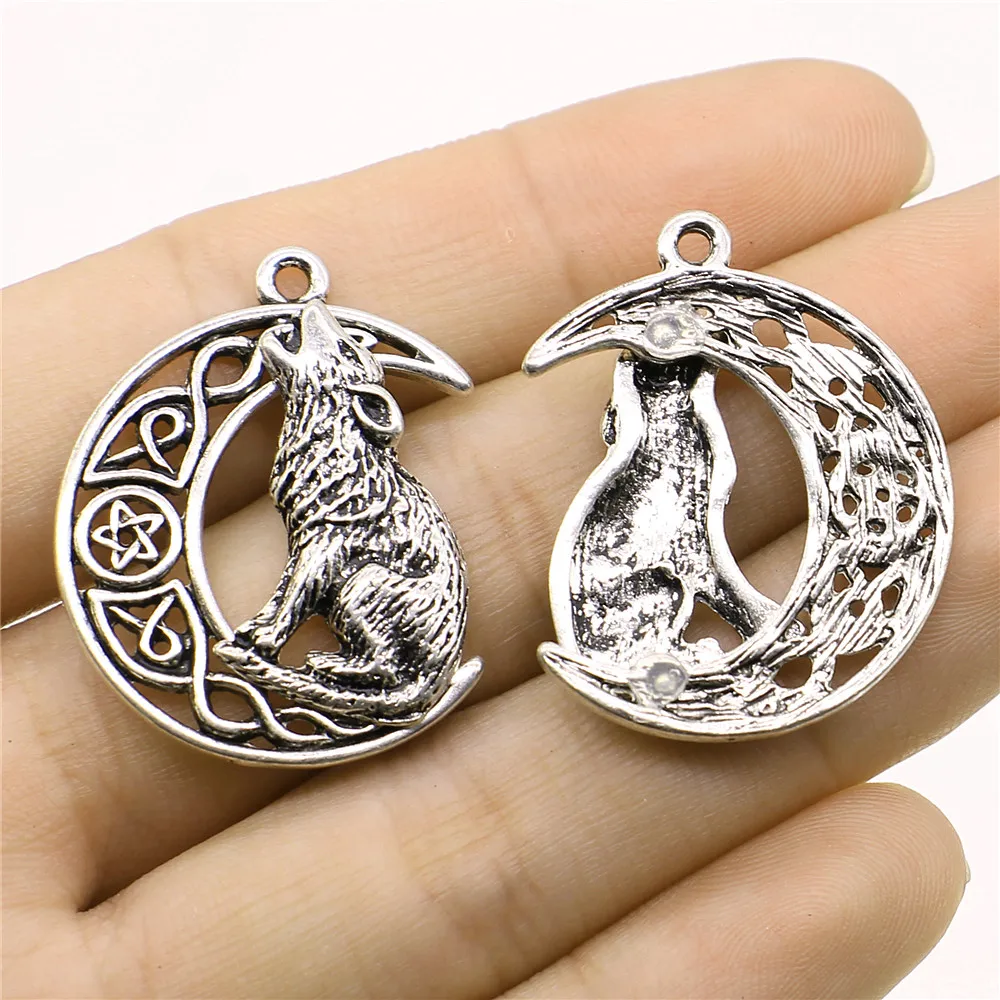 

WYSIWYG 3pcs Charms Viking Wolf 26x33mm Antique Silver Pendant Viking Wolf Charms For Jewelry Making Jewelry Findings