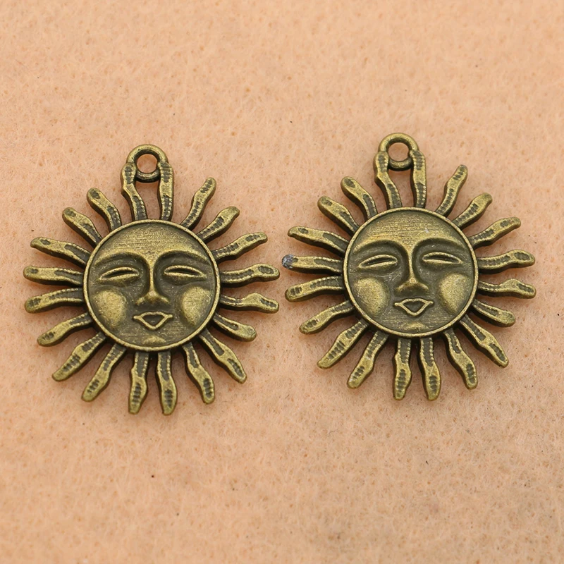 

KJjewel Antique Bronze Plated Sun Charms Pendants Jewelry Making Bracelet Findings Crafts Accessories 30mm